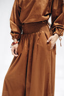 SMOCKED WAIST PALAZZO PANTS -HAVAN