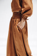 SMOCKED WAIST PALAZZO PANTS -HAVAN