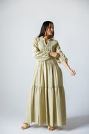 LACE-TRIM DRESS -SAGE GREEN