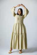 LACE-TRIM DRESS -SAGE GREEN