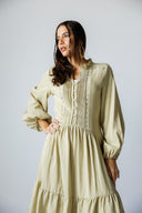 LACE-TRIM DRESS -SAGE GREEN