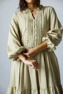 LACE-TRIM DRESS -SAGE GREEN
