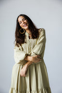LACE-TRIM DRESS -SAGE GREEN