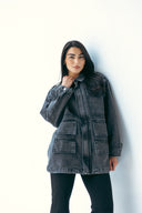 CARGO DENIM JACKET -BLACK
