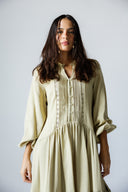 LACE-TRIM DRESS -SAGE GREEN