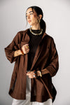 OVER SIZED LINEN SHIRT -BROWN