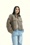 POCKET GABARDINE JACKET -OLIVE