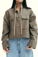 POCKET GABARDINE JACKET -OLIVE