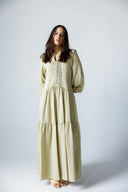 LACE-TRIM DRESS -SAGE GREEN