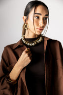 OVER SIZED LINEN SHIRT -BROWN