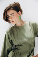 SCARLET ELEGANCE LINEN DRESS -OLIVE
