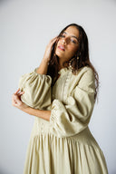 LACE-TRIM DRESS -SAGE GREEN
