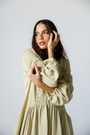 LACE-TRIM DRESS -SAGE GREEN