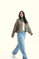 POCKET GABARDINE JACKET -OLIVE