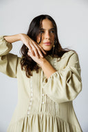 LACE-TRIM DRESS -SAGE GREEN