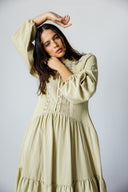 LACE-TRIM DRESS -SAGE GREEN
