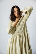 LACE-TRIM DRESS -SAGE GREEN