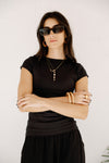 Fitted Crew Neck Basic top -BLACK