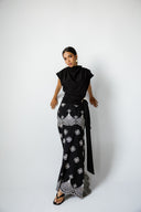 LATTICE BLOOM A-LINE SKIRT -BLACK