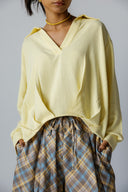 V-Neck linen Blouse -BUTTER YELLOW