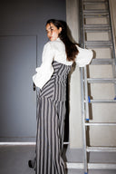 STRIPED CORSET CUP - BLACK