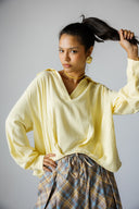 V-Neck linen Blouse -BUTTER YELLOW