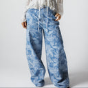 PAISLEY DENIM BALLOON PANTS - LIGHT BLUE