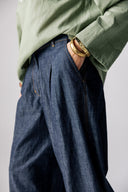 REALAXED LOW WAIST PANTS DENIM -DARK BLUE