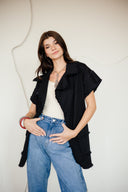 SLEEVELESS GABARDINE JACKET