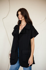 SLEEVELESS GABARDINE JACKET