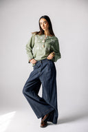 REALAXED LOW WAIST PANTS DENIM -DARK BLUE
