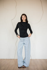 EXTRA STRASS DENIM PANTS-ICED