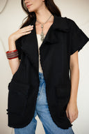 SLEEVELESS GABARDINE JACKET