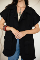 SLEEVELESS GABARDINE JACKET