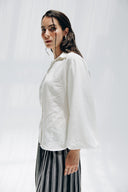 Linen Grace Blouse -OFF WHITE