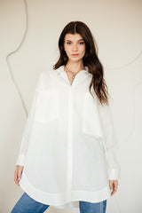 OVERSIZED PURE LINEN SHIRT-OFF WHITE