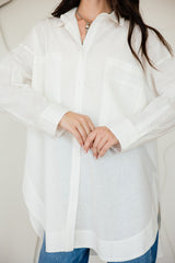 OVERSIZED PURE LINEN SHIRT-OFF WHITE
