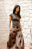 DOTS SKIRT -BROWN