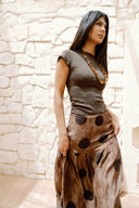 DOTS SKIRT -BROWN