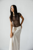 WRAP LINEN SKIRT -BEIGE