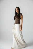 WRAP LINEN SKIRT -BEIGE