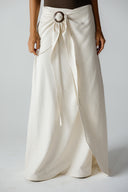 WRAP LINEN SKIRT -BEIGE