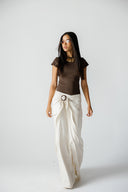 WRAP LINEN SKIRT -BEIGE