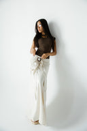 WRAP LINEN SKIRT -BEIGE