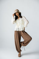 COMFY WIDE PANTS -BROWN