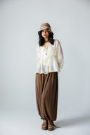 COMFY WIDE PANTS -BROWN