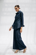 TAILORED DENIM PANTS -Dark blue
