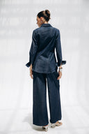 TAILORED DENIM PANTS -Dark blue
