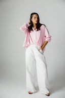 V-Neck linen Blouse -PINK