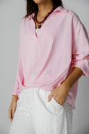 V-Neck linen Blouse -PINK